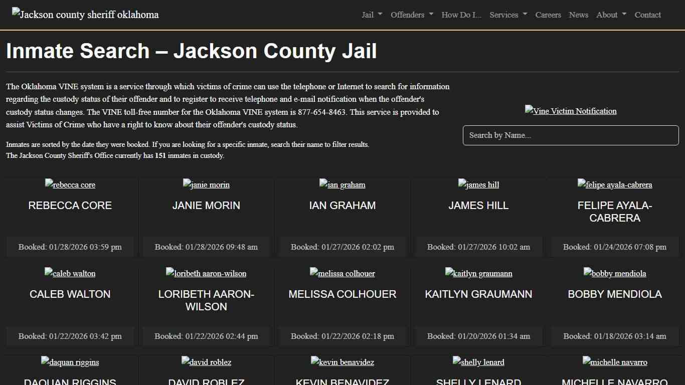 Inmate Search Jackson County Sheriff's Office